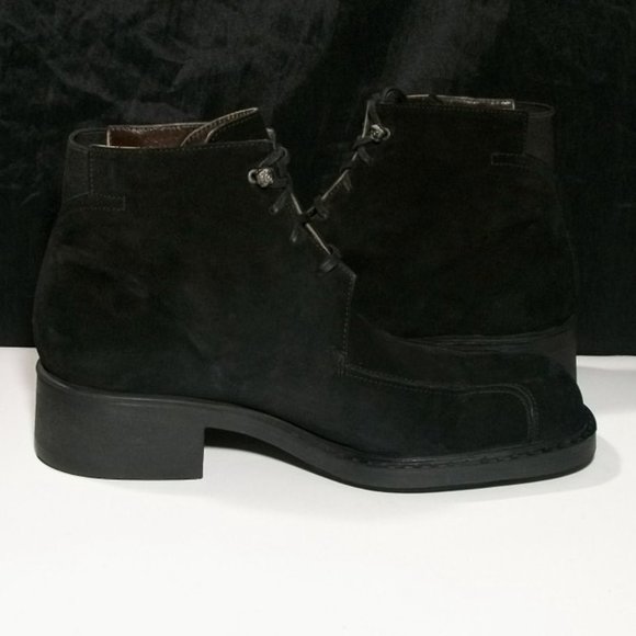 GIANNI VERSACE 1535 BLACK ITALIAN SUEDE MEN\'S ANKLE BOOTS 7M $370 NWT main image 9